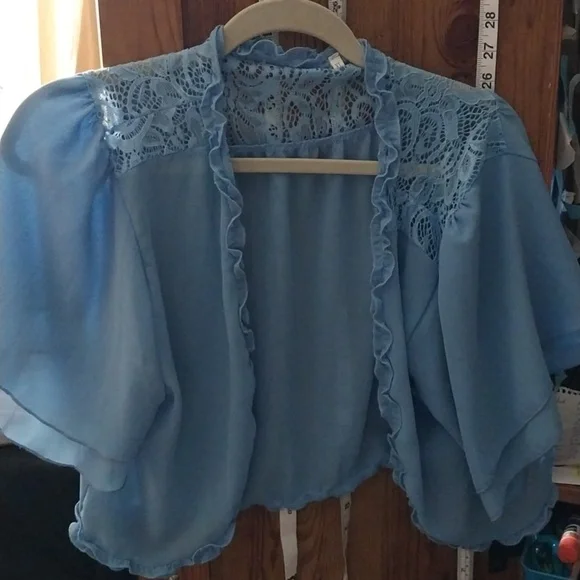 Women's Sheer Floral Lace Short Sleeve Cropped Bolero NWOT Size XL - Picture 2 of 12